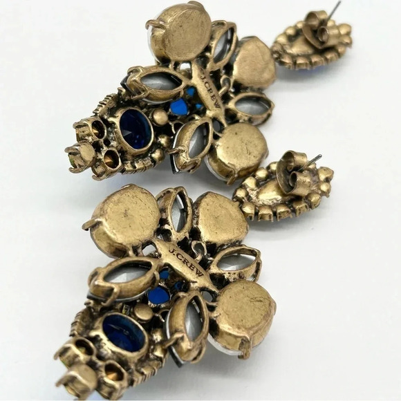 J. Crew Riviera Blue Green Crystal Drop Earrings - Picture 4 of 4